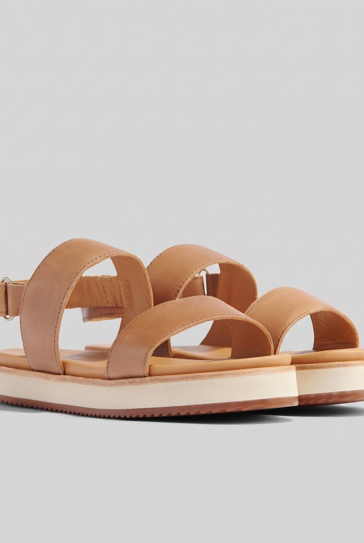 Almond-tone flatform sandal with an easy buckle closure, view 4