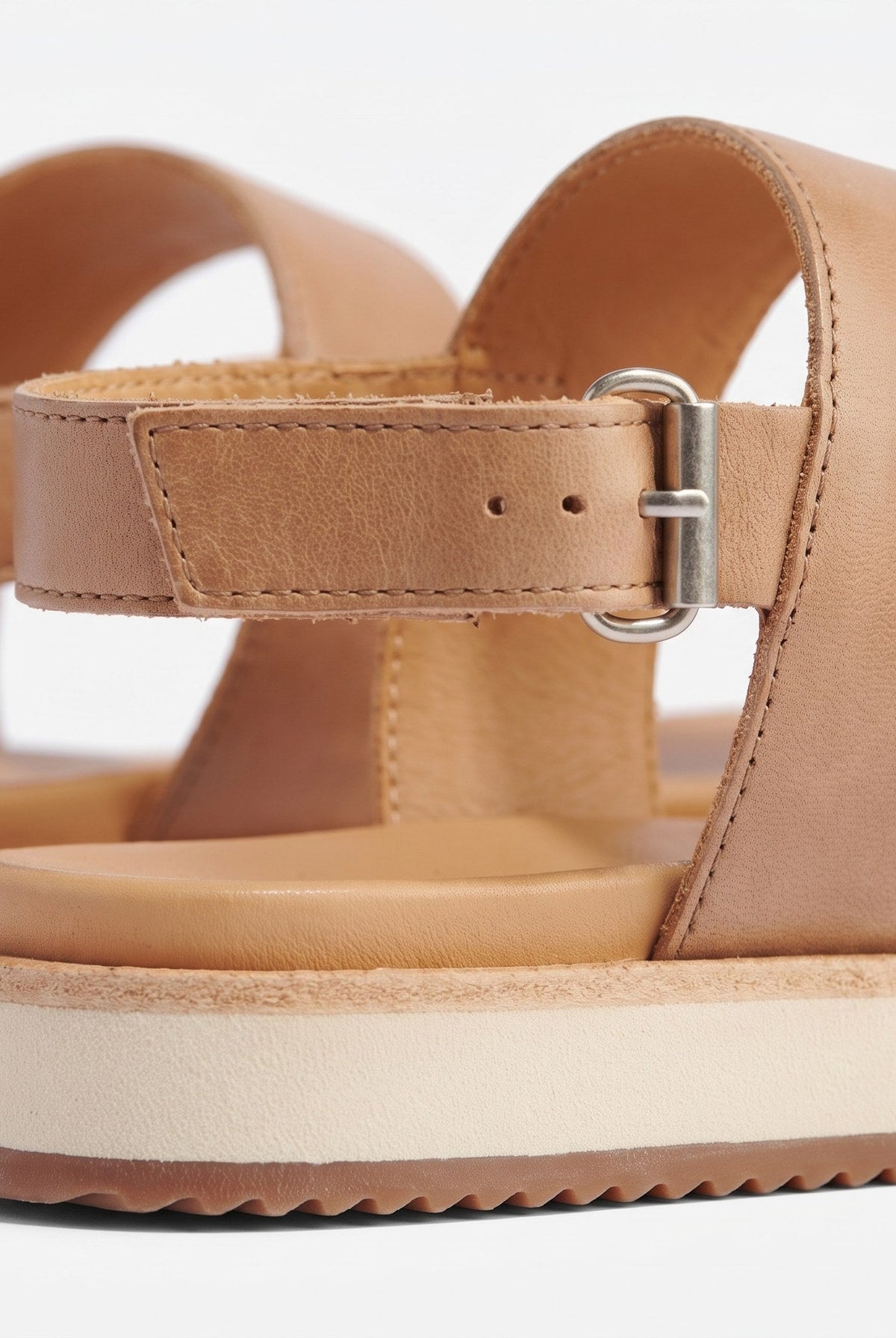 Almond-tone flatform sandal with an easy buckle closure, view 5