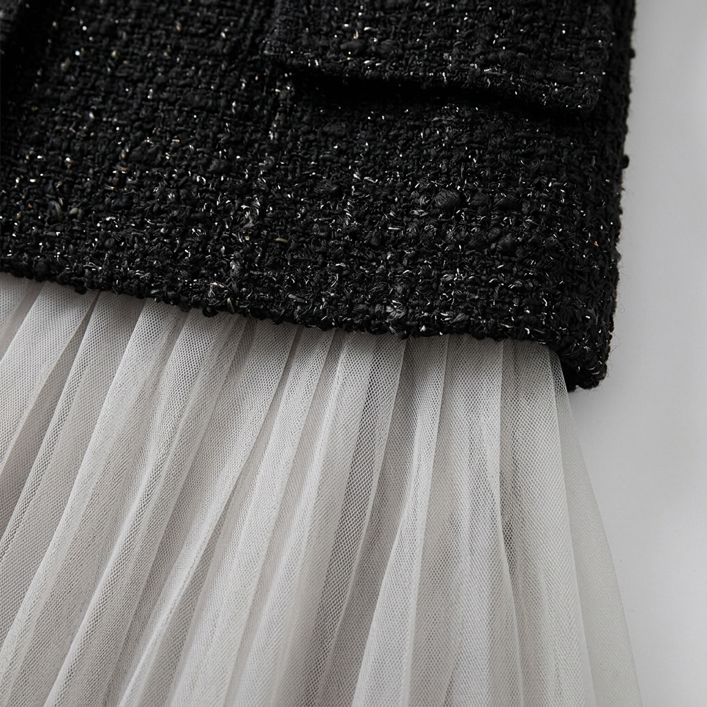 Two-piece tweed and tulle skirt set, view 5
