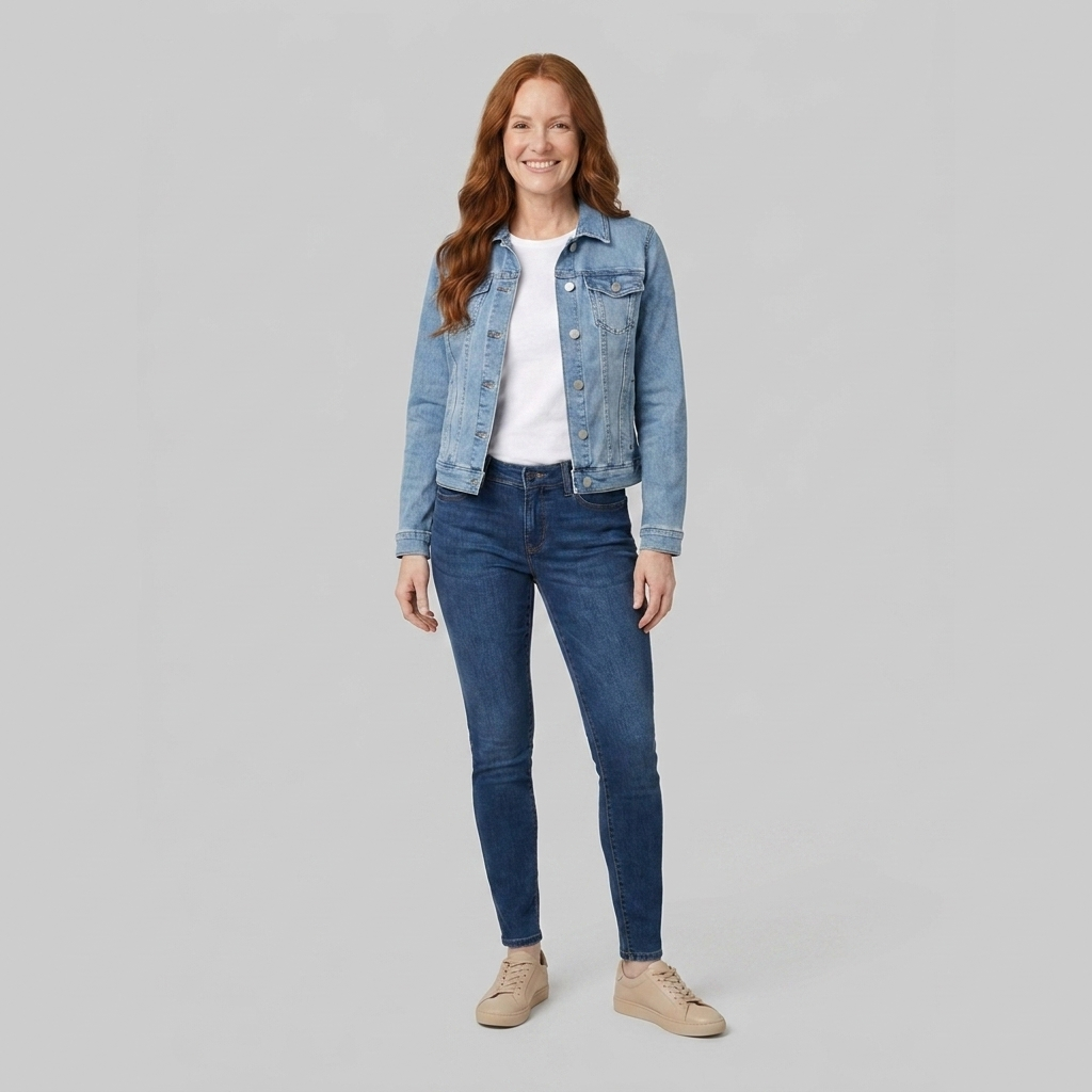 Slim-fit denim jacket with long sleeves, view 11