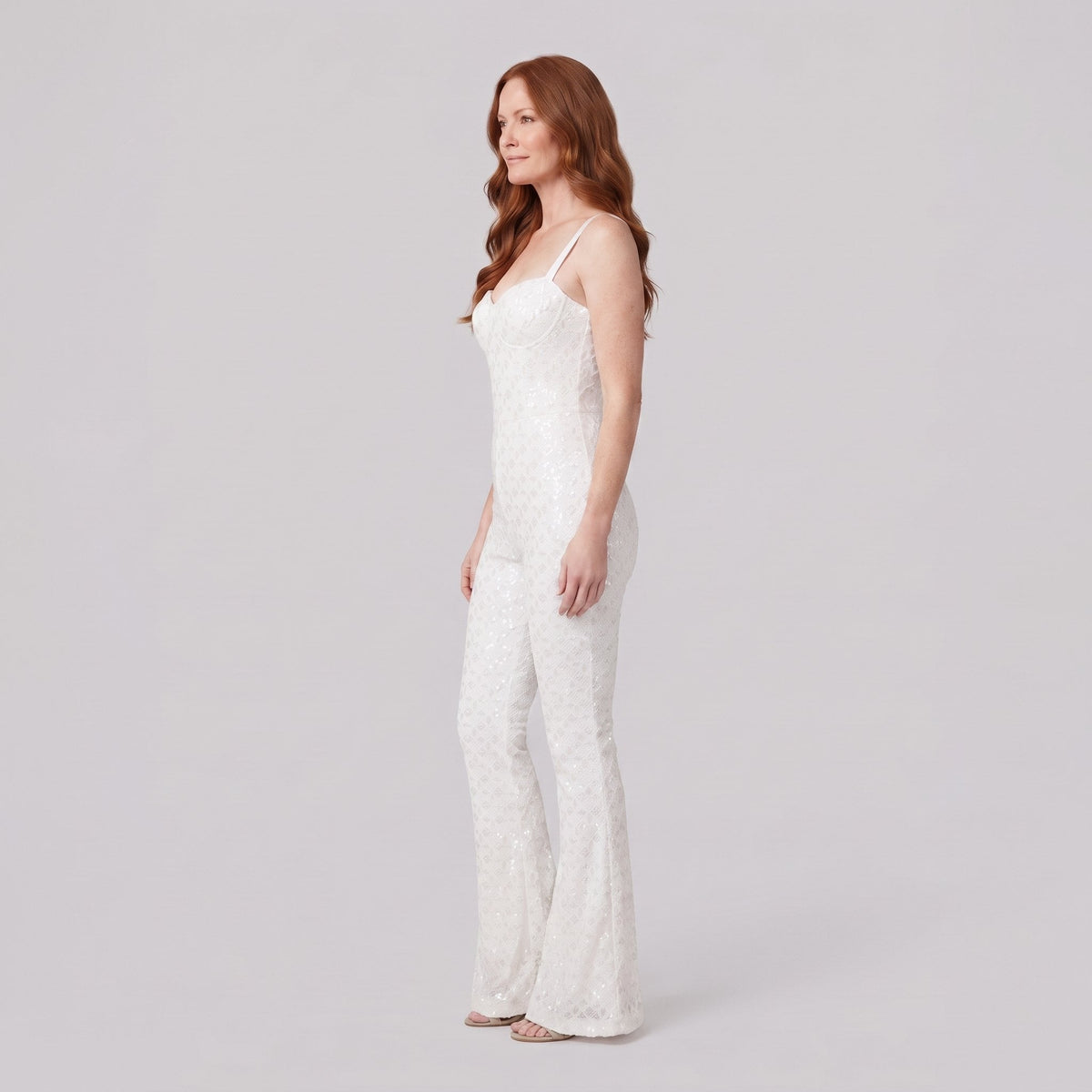 Close view of the white sequin detail, view 3