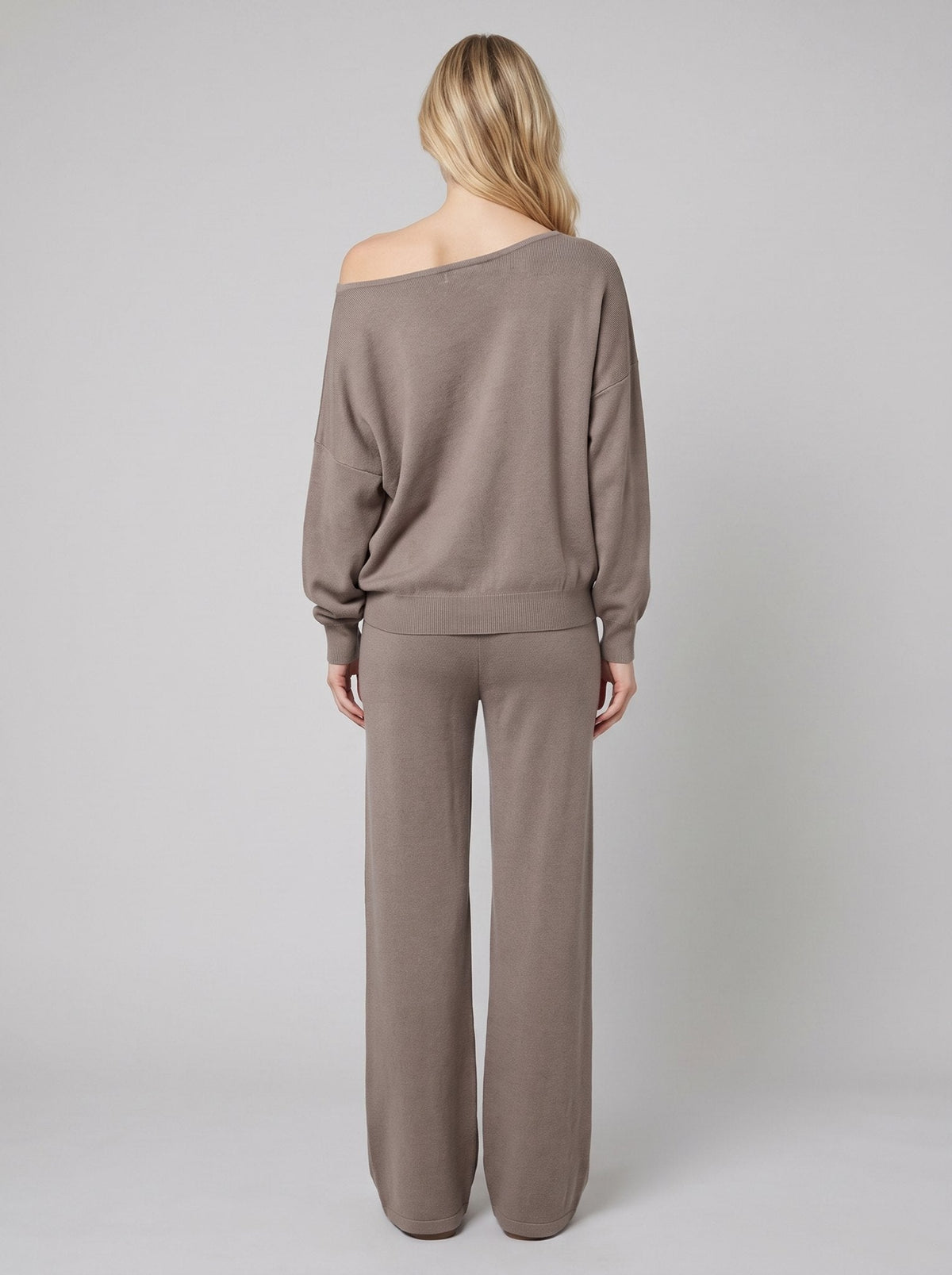 Knit loungewear set with an off-shoulder top, view 4