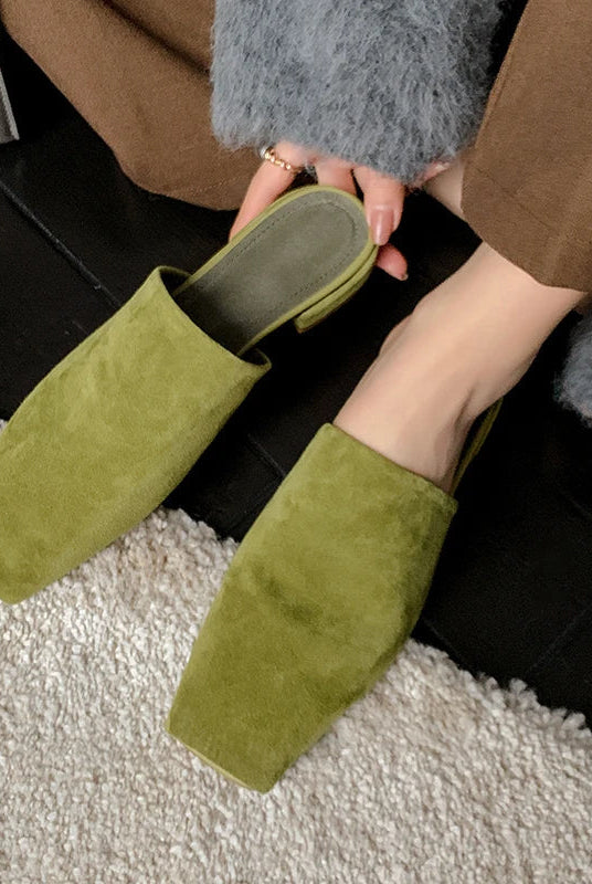 Croc-embossed mules in a leather blend with a low heel, view 1