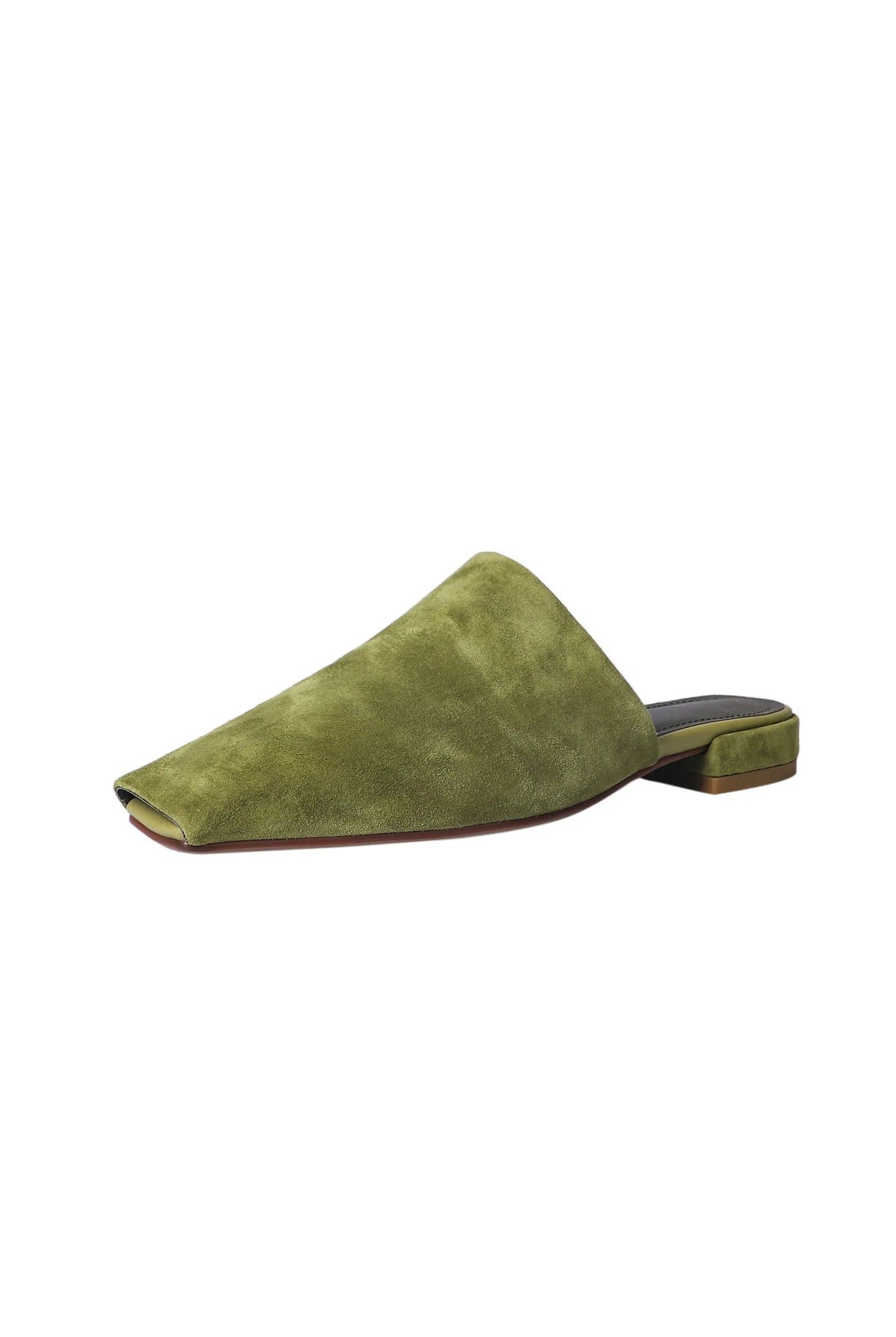 Croc-embossed mules with a low block heel, view 4