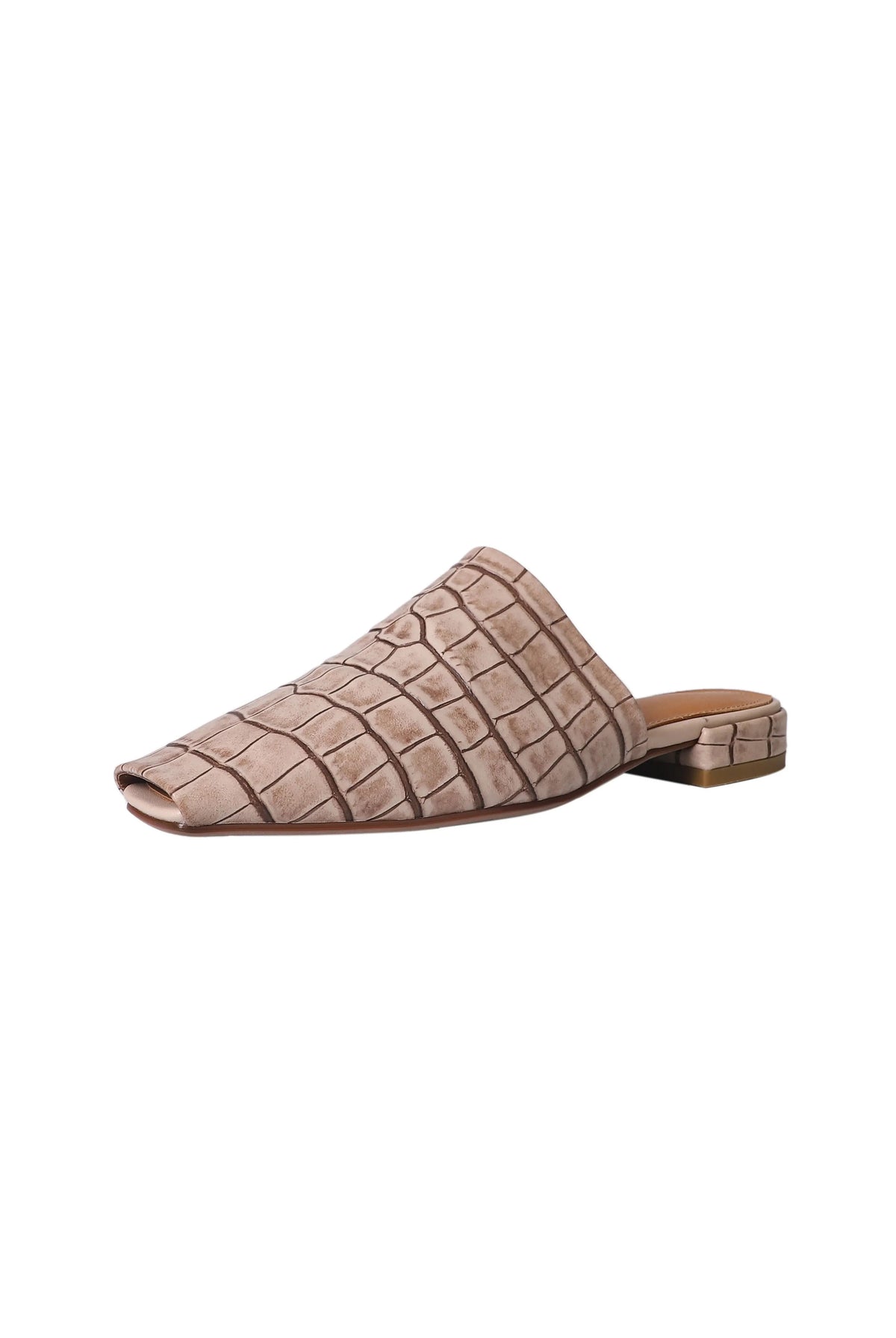 Croc-embossed mules in a leather blend with a low heel, view 6