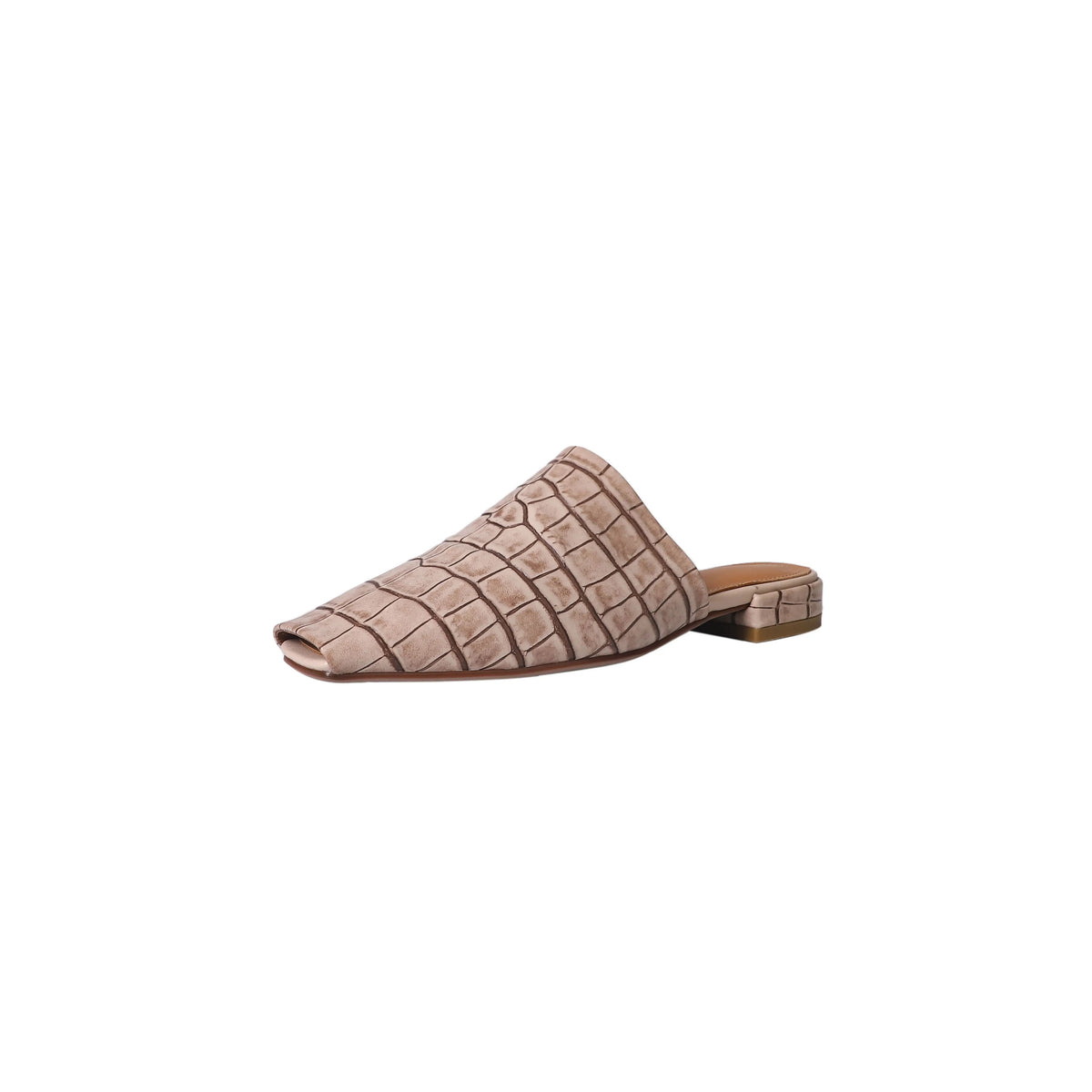 Croc-embossed mules in a leather blend with a low heel, view 6