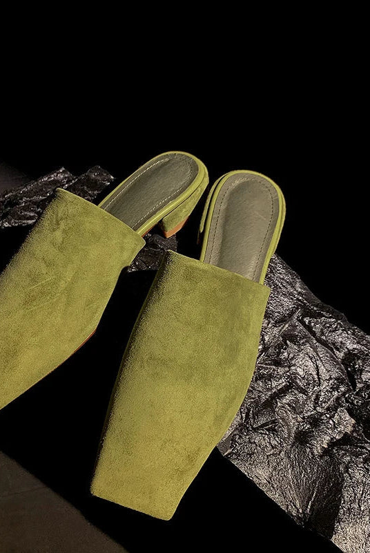 Croc-embossed mules with a low block heel, view 7