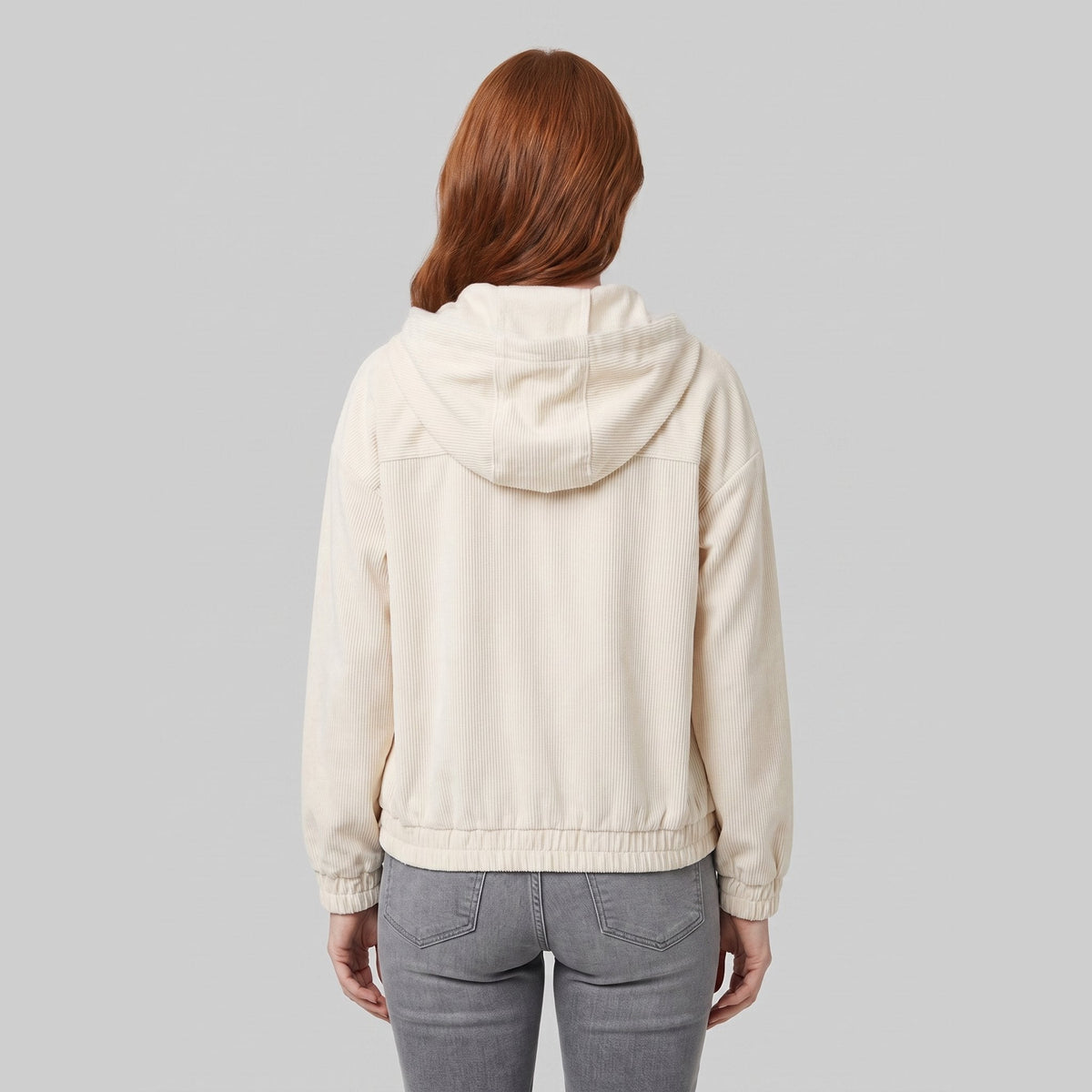 Hooded corduroy jacket with a zip front, view 4