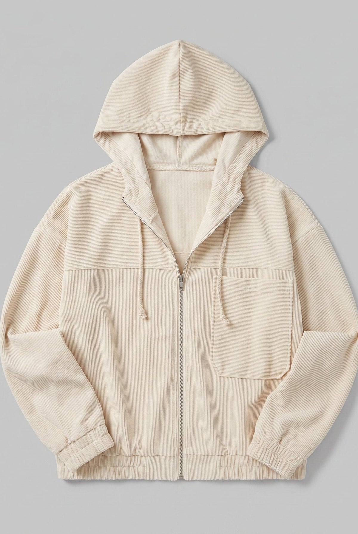 Hooded corduroy jacket with a zip front, view 9