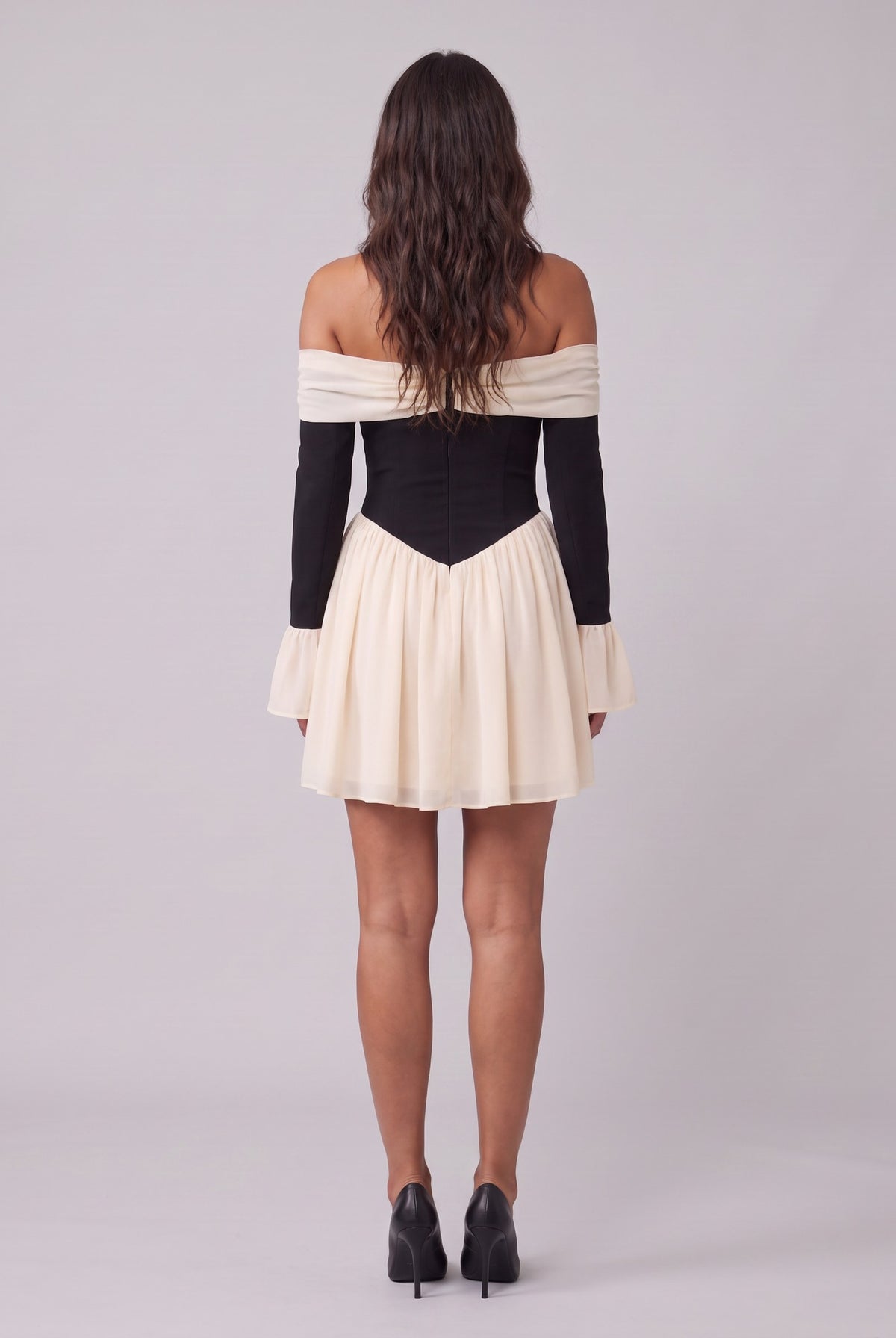 Odette corset mini dress seen from behind, showing the back of the bodice