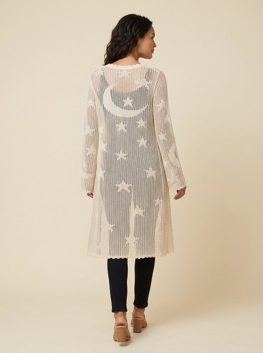 Lightweight lace duster with an open front, view 2