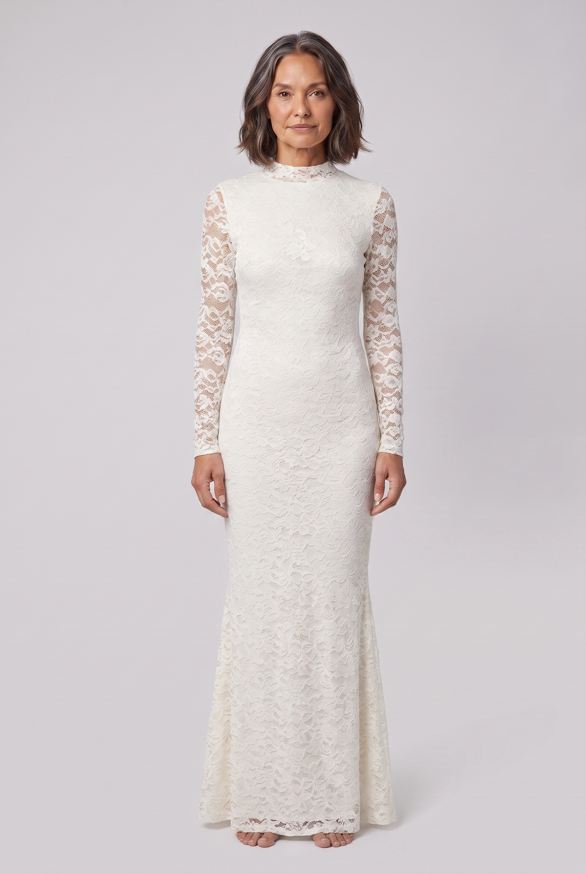 Backless lace evening gown with a mermaid silhouette, view 2