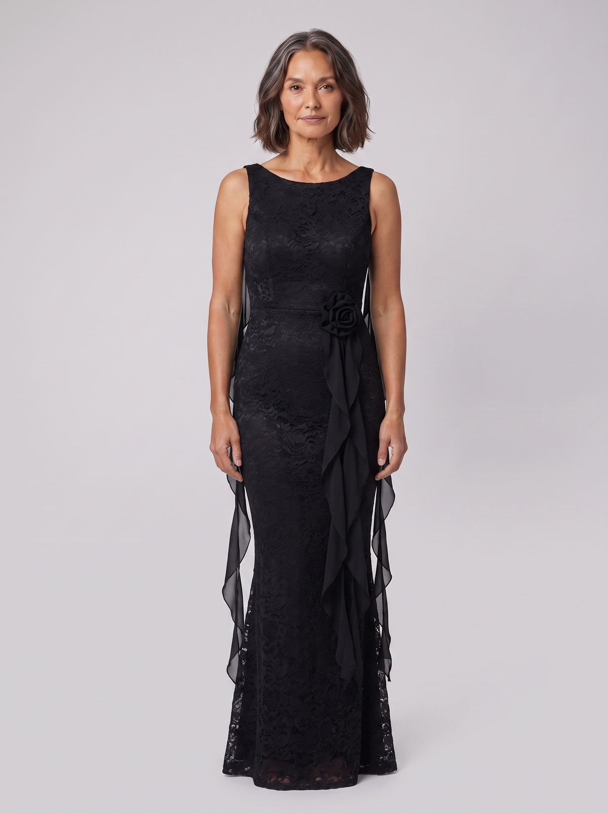 Backless lace evening gown with a mermaid silhouette, view 3