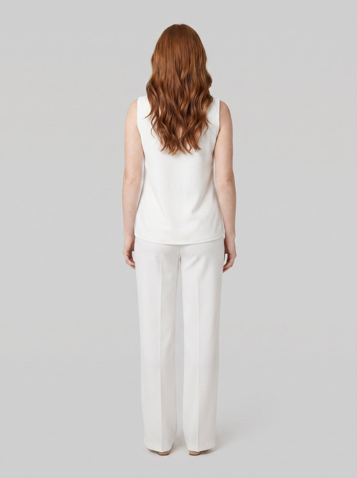 Ivory sleeveless top and trouser set, view 3