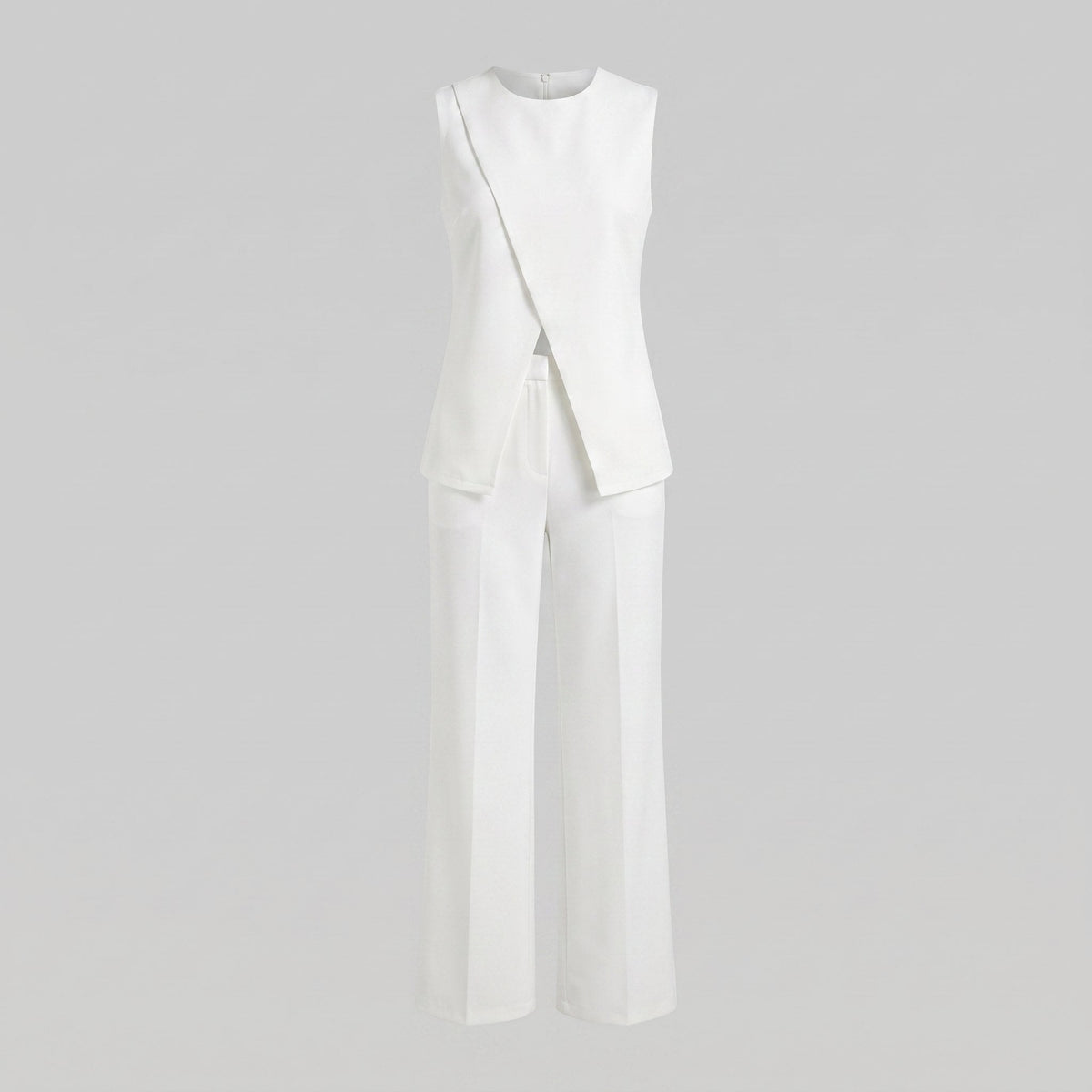 Ivory sleeveless top and trouser set, view 4