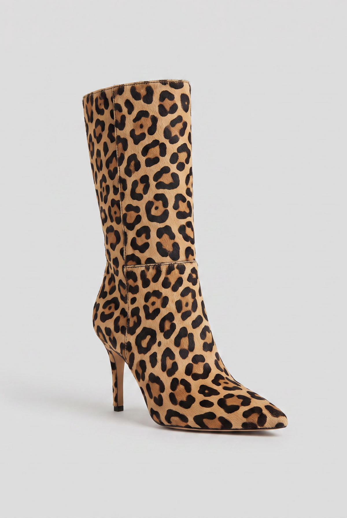 Mid-calf boots in vegan leather with a pointed toe heel, view 2