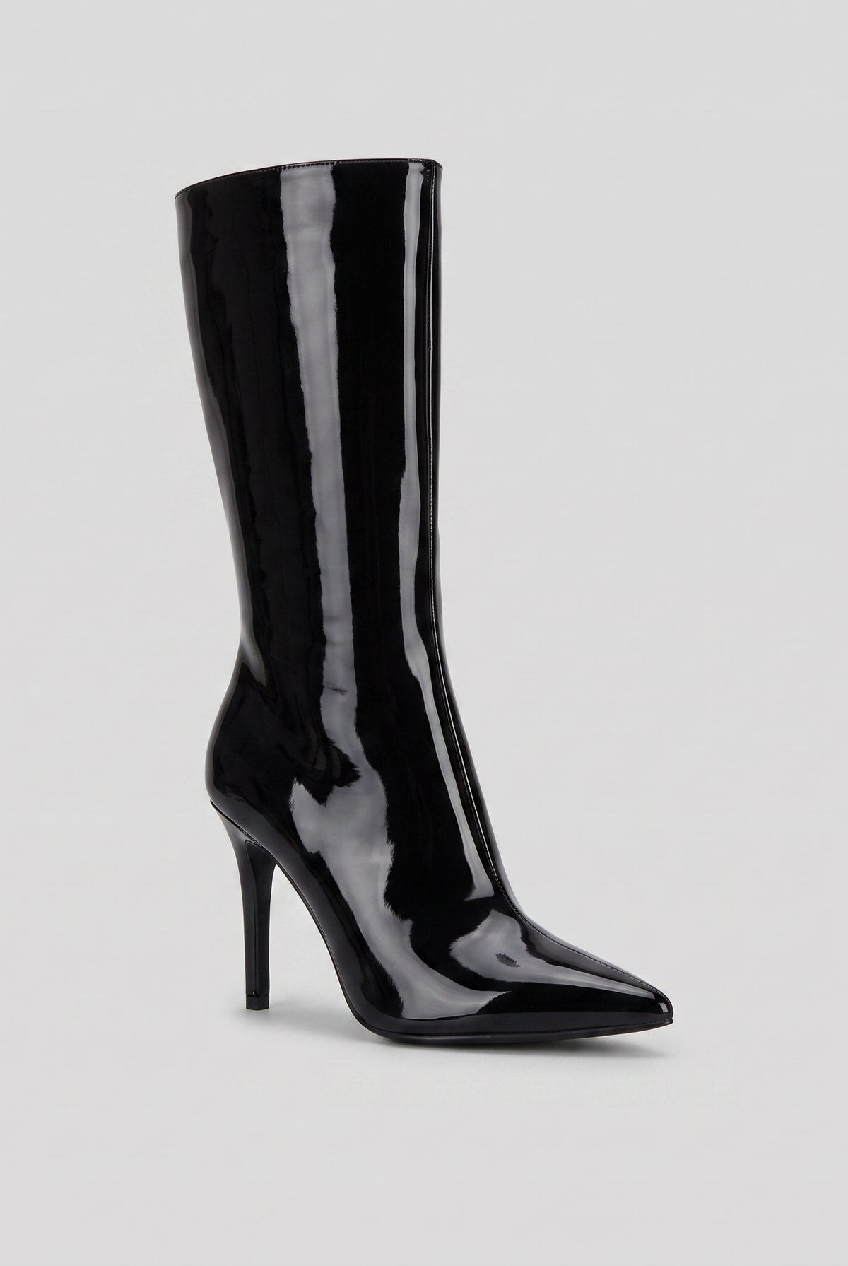 Mid-calf boots in vegan leather with a pointed toe heel, view 7