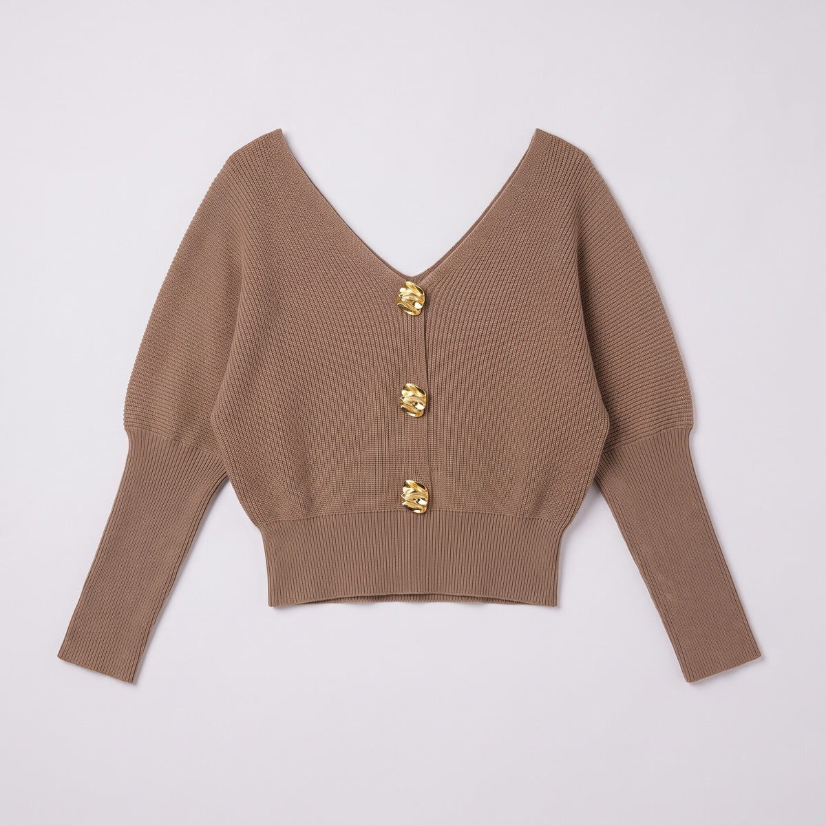 Solenne boat neck sweater in beige taupe, flat lay product shot
