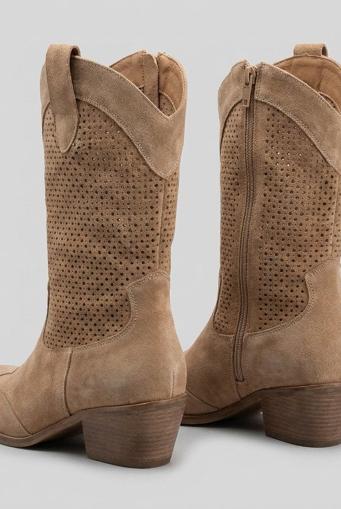 Mid-calf cowboy boots with a side zip, view 4