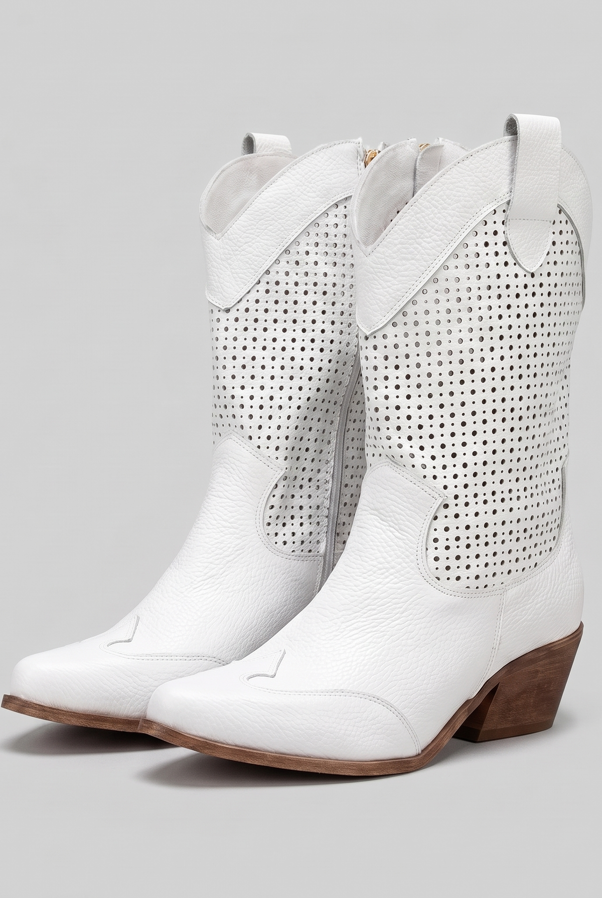 Mid-calf cowboy boots with a side zip, view 6