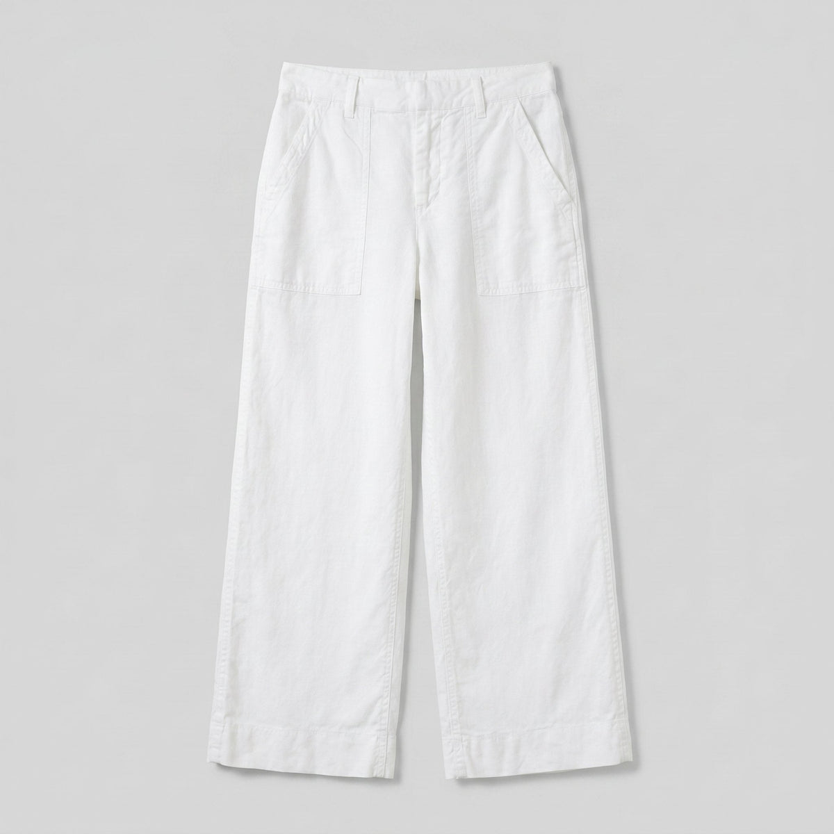 White wide-leg linen-blend trousers, view 4