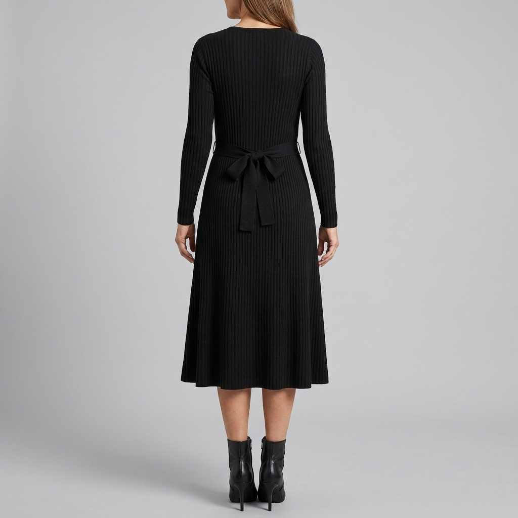 Knit midi dress with side pockets, view 4