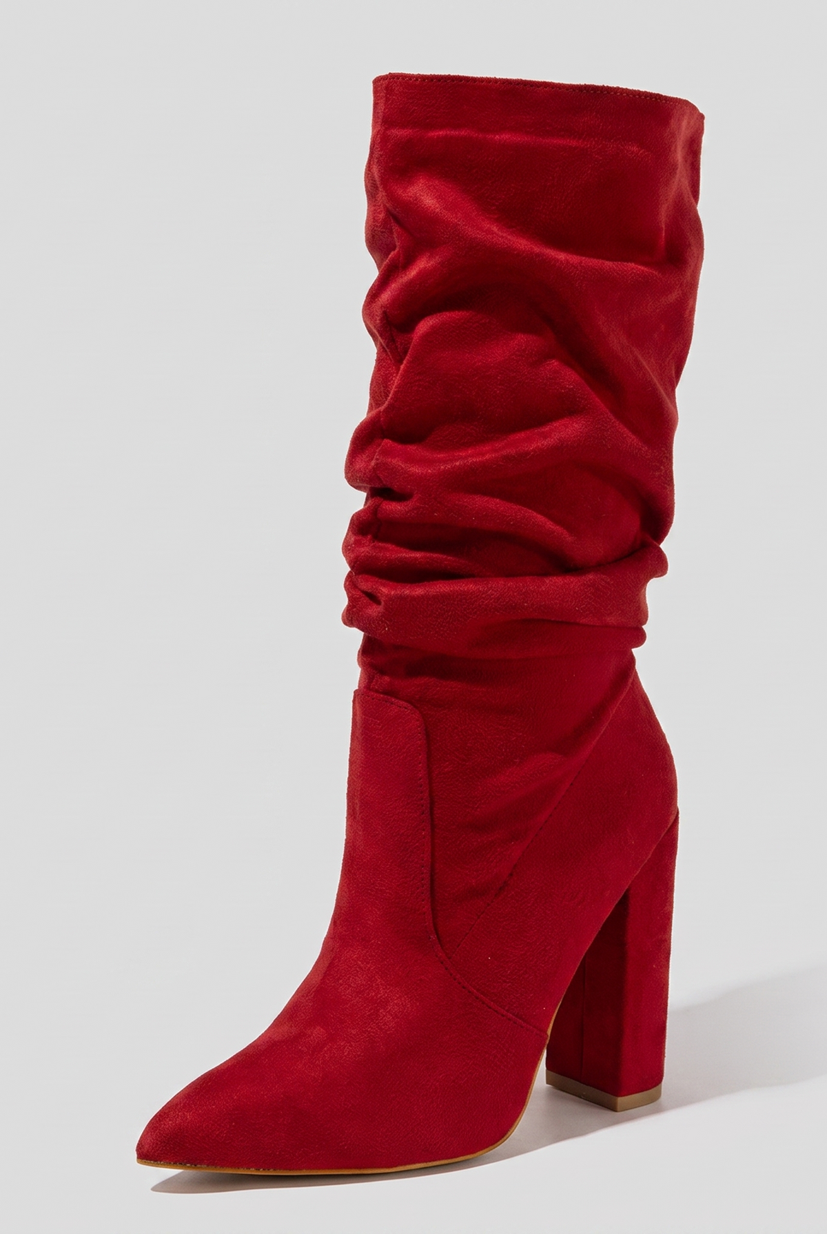 Knee-high slouch boots in a suede-touch finish with a block heel, view 1