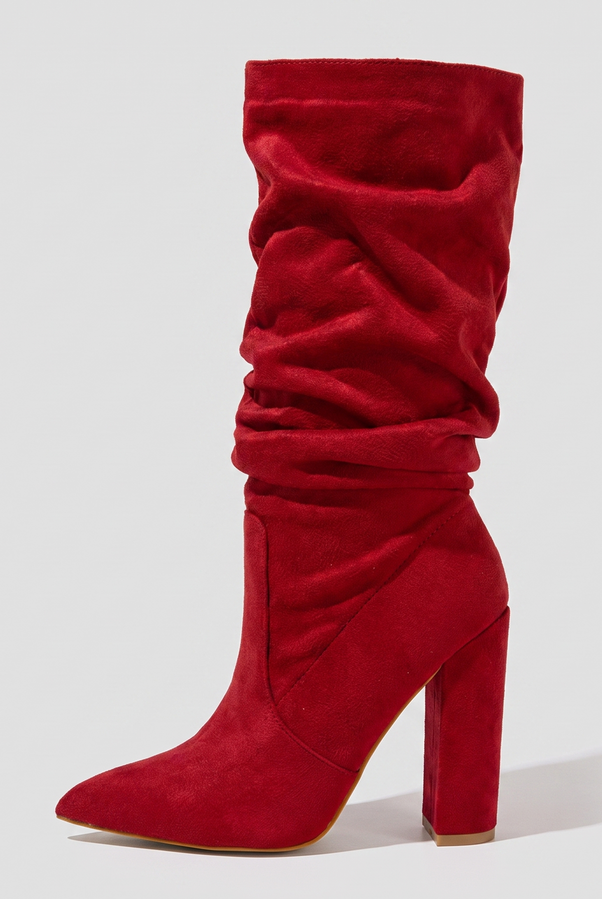 Knee-high slouch boots in a suede-touch finish with a block heel, view 4