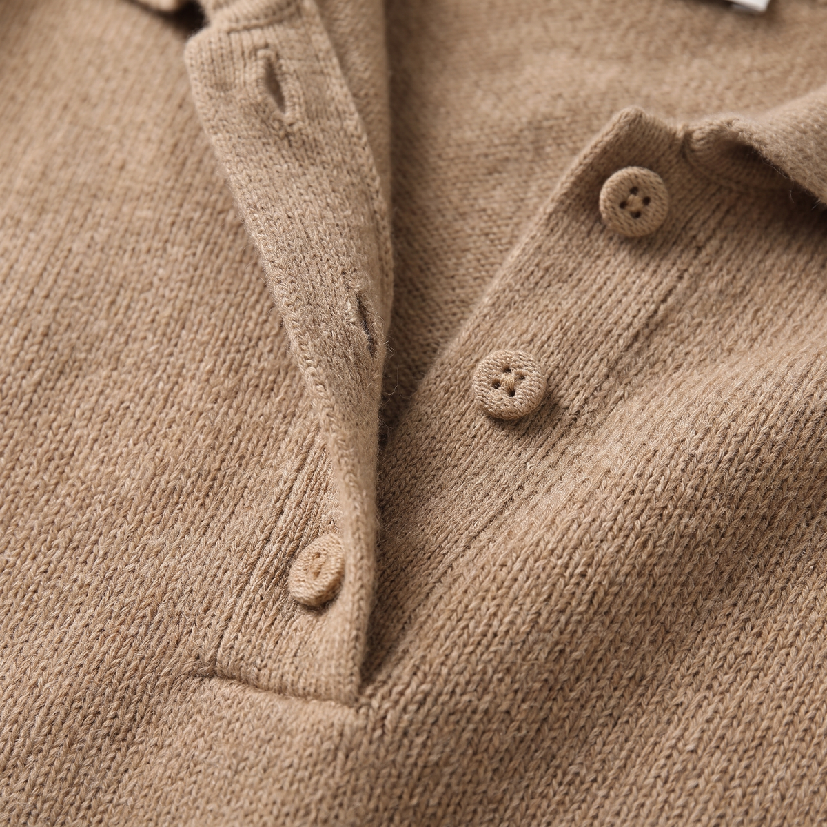 Pamina knit set polo collar and buttons close-up