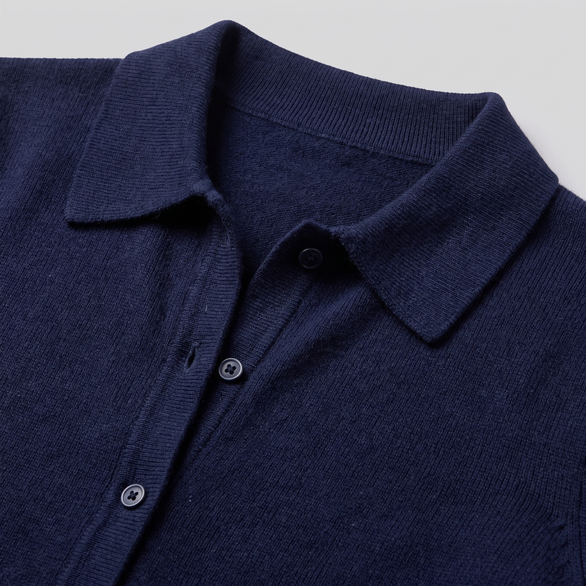 Romy knit cardigan polo collar and buttons close-up
