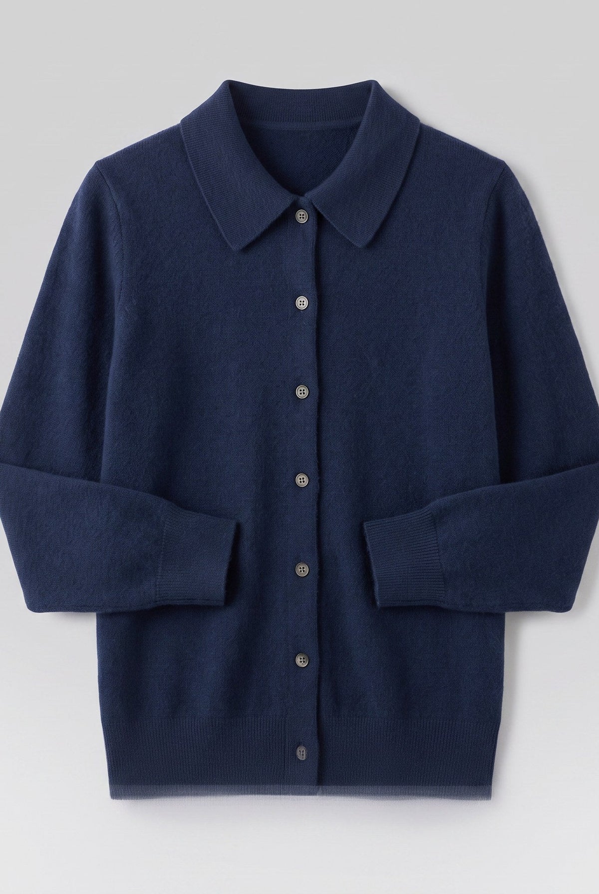 Romy wool-blend button cardigan in navy, flat lay product shot