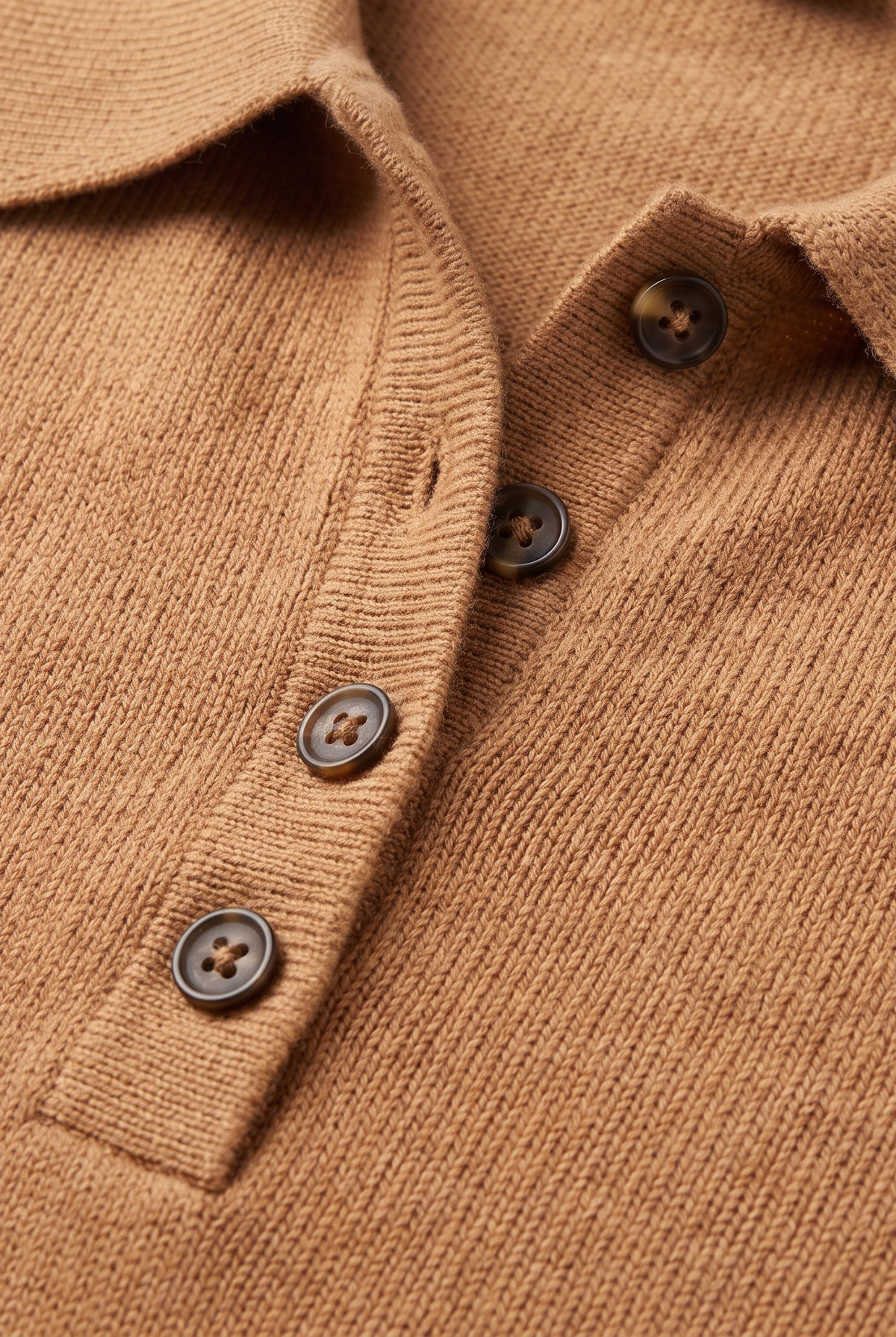 Rosalie knitted polo top collar and buttons close-up