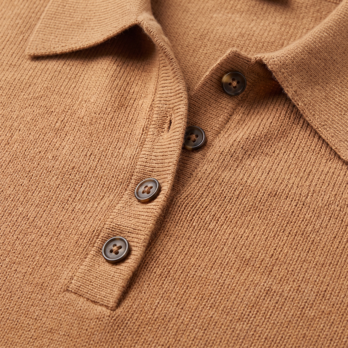 Rosalie knitted polo top collar and buttons close-up