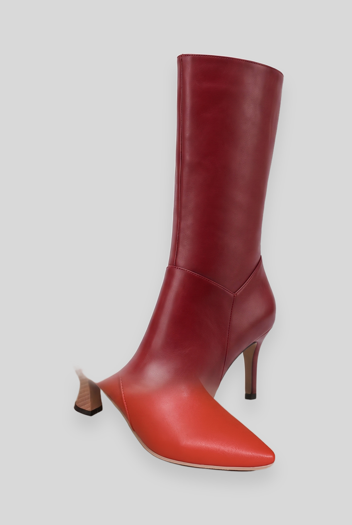 Sera vegan leather pointed toe mid-calf boot in red