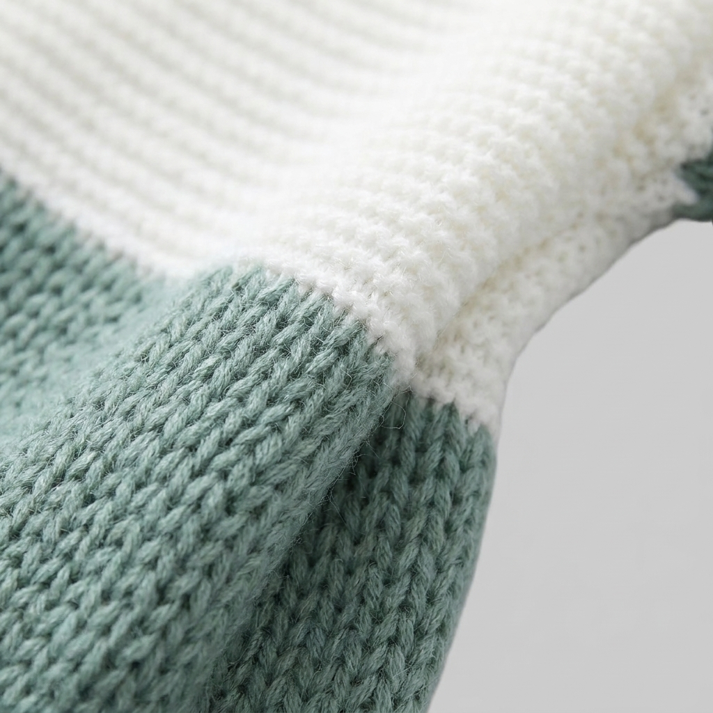 Thera colour-blocked sweater knit texture close-up