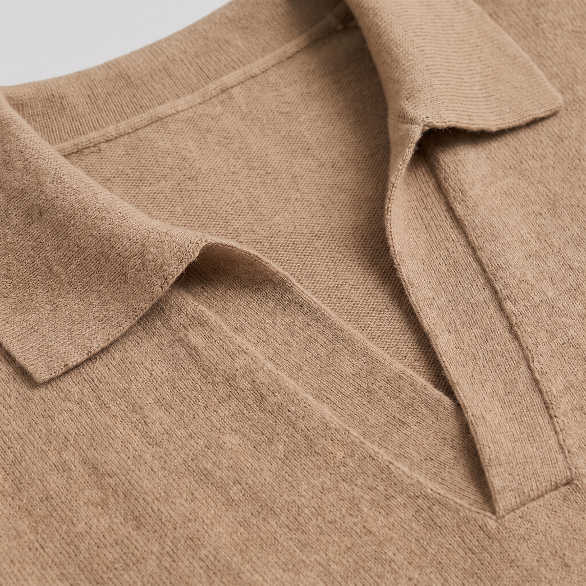 Willa knitted polo sweater ribbed collar and knit texture close-up