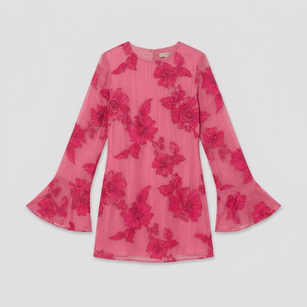 Alyra Midi Dress | Sheer Georgette, Floral Embroidery for Wedding Guests 2