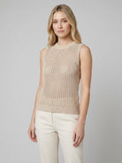 Amani Hollow Knit Tank | Lightweight White Sleeveless Top 1