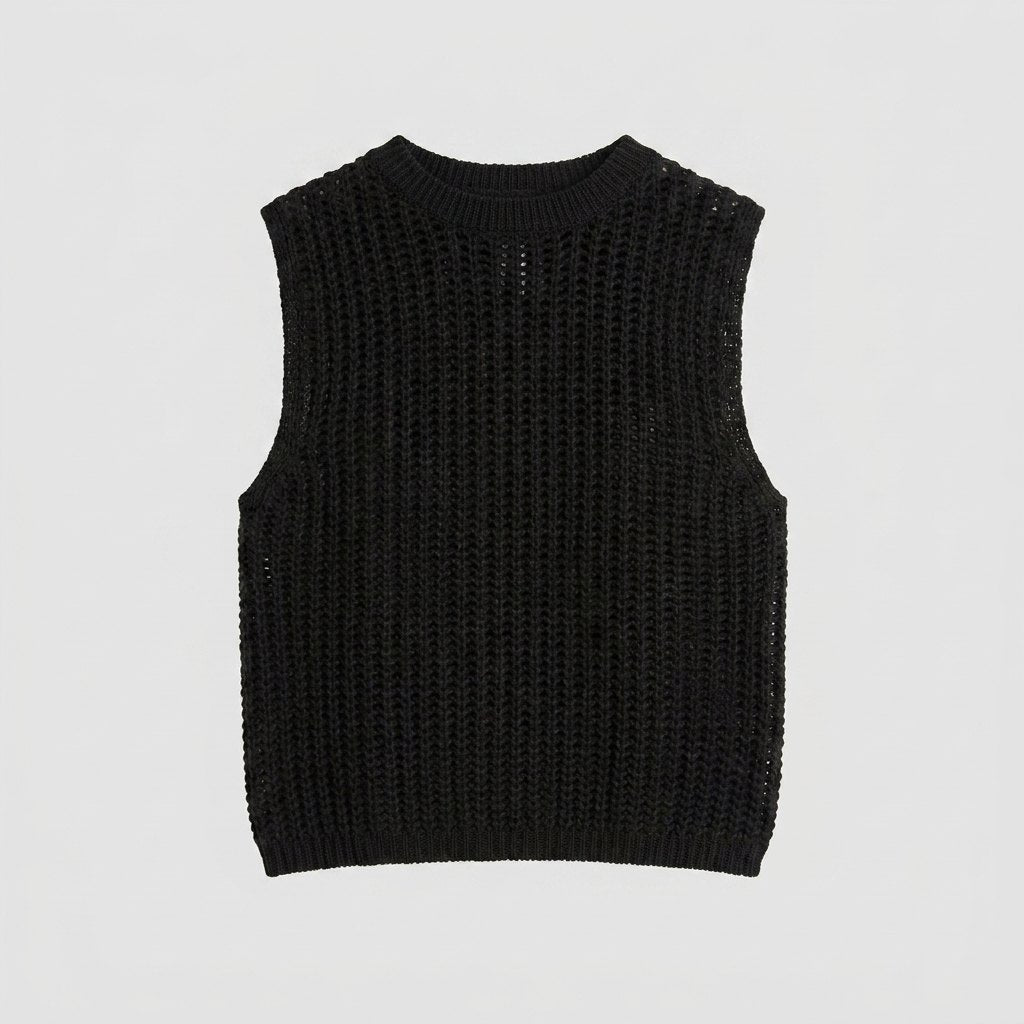 Amani Hollow Knit Tank | Lightweight White Sleeveless Top 4
