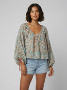 Arianna Floral Blouse | Organic Cotton Puff Sleeve Top for Women 0