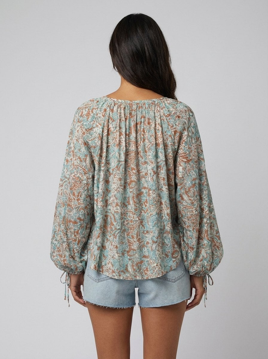 Arianna Floral Blouse | Organic Cotton Puff Sleeve Top for Women 2