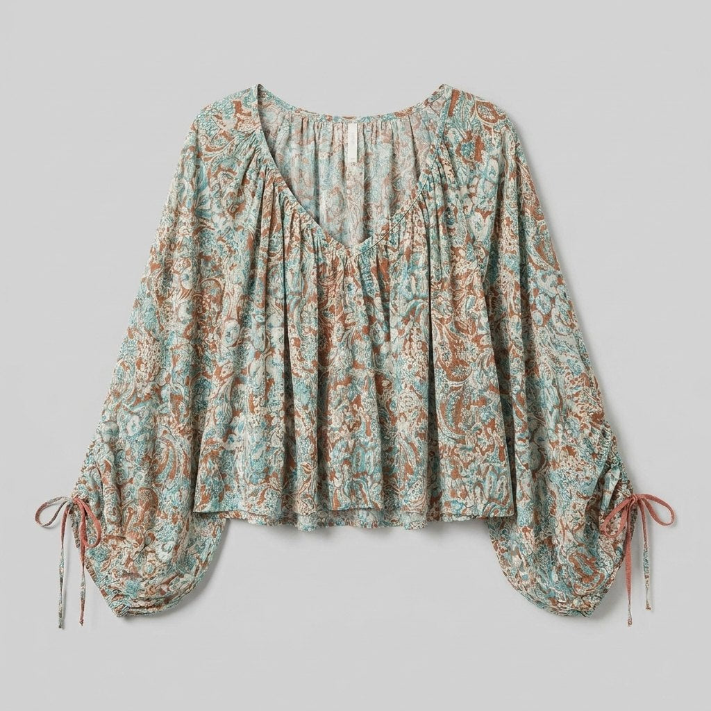 Arianna Floral Blouse | Organic Cotton Puff Sleeve Top for Women 3