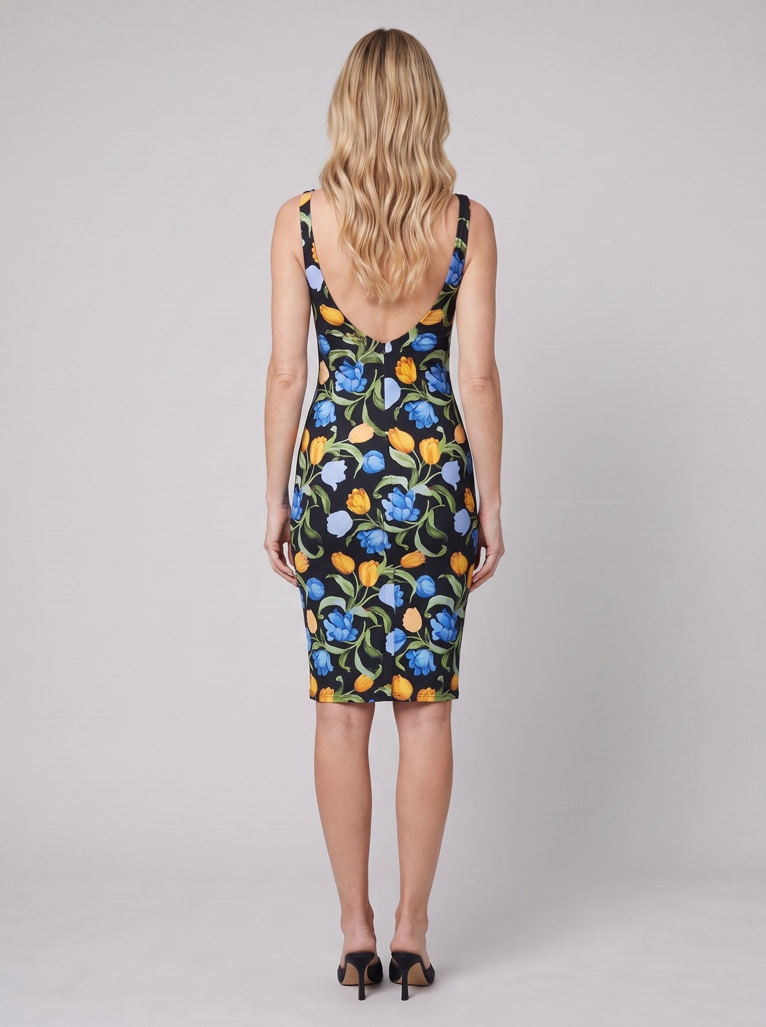 Arielle Balconette Dress | Black Floral Print, V-Neck Back, Perfect for Summer Parties 3