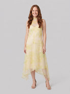 Auden Midi Dress | Sheer Organza Overlay, High-Low Hem, A-Line Summer Dress 0