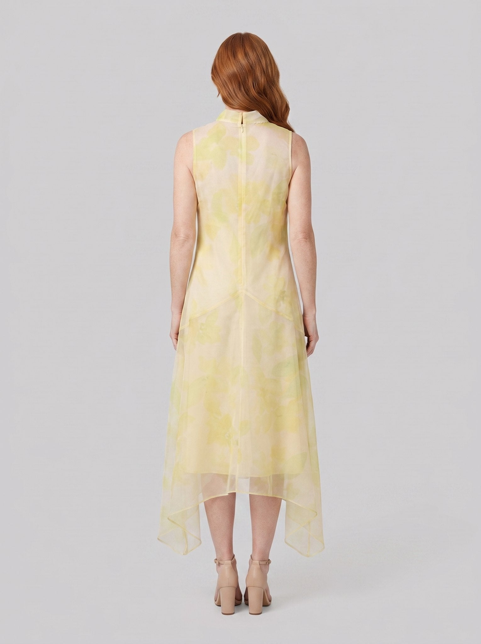 Auden Midi Dress | Sheer Organza Overlay, High-Low Hem, A-Line Summer Dress 3