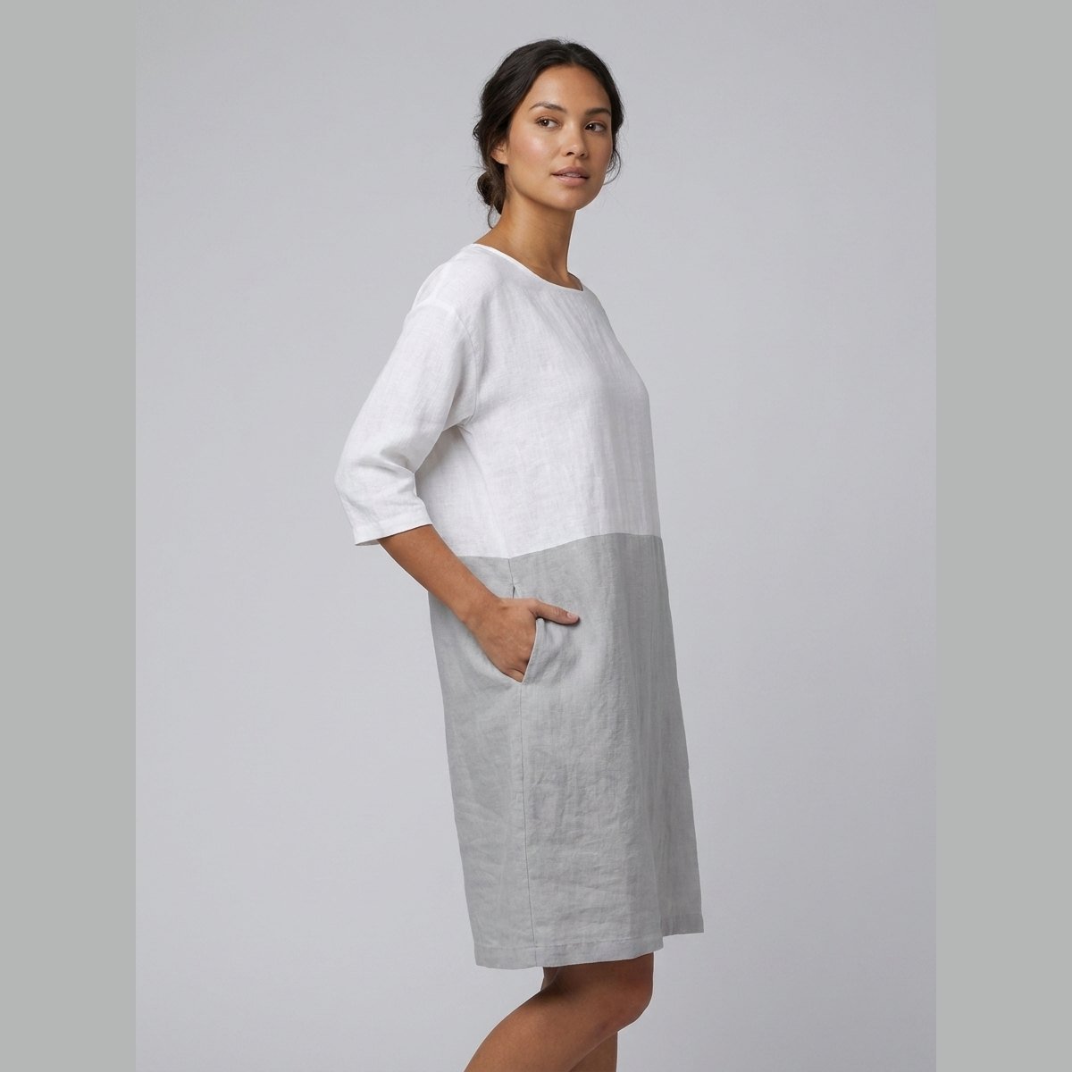 Aurelia Linen Dress | Color-Block, Relaxed Fit, Knee-Length Summer Dress for Women 1