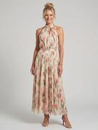 Aurelle Floral Midi Dress | Lightweight Halter Neck, Perfect for Summer Weddings 0