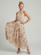 Aurelle Floral Midi Dress | Lightweight Halter Neck, Perfect for Summer Weddings 2