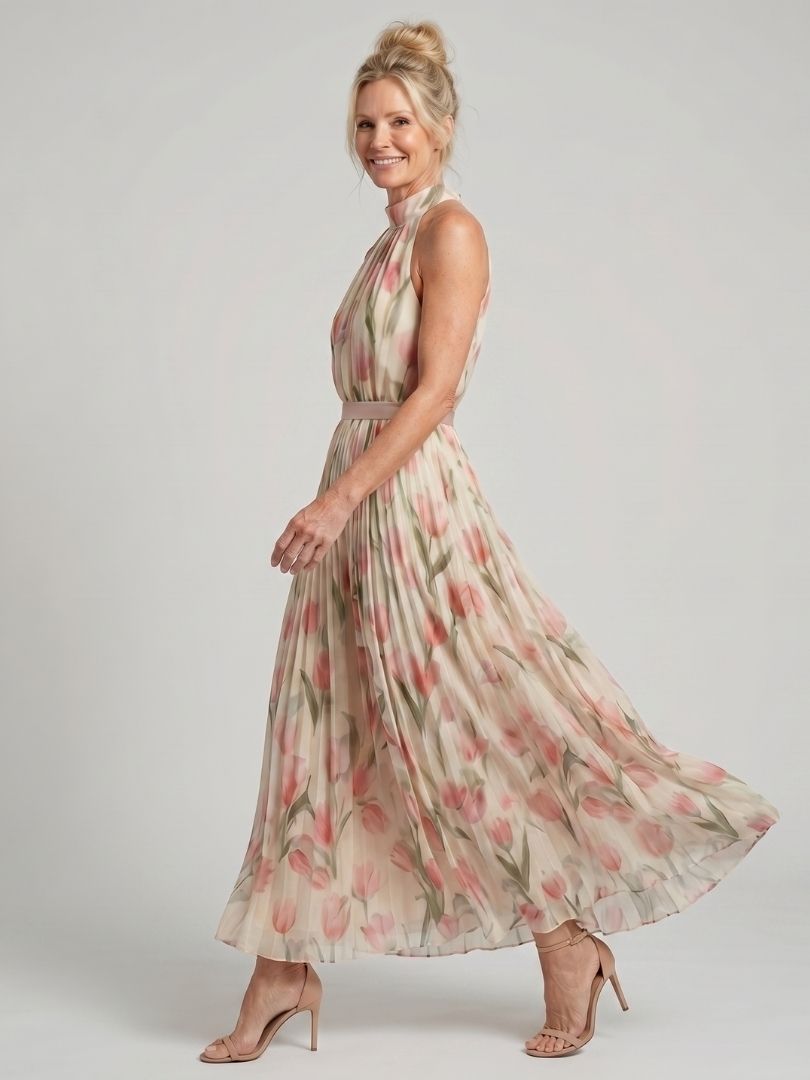Aurelle Floral Midi Dress | Lightweight Halter Neck, Perfect for Summer Weddings 3