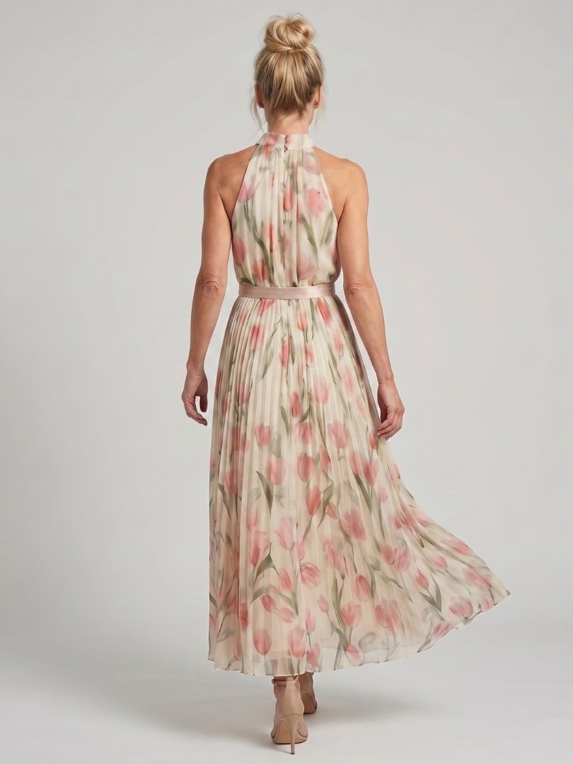 Aurelle Floral Midi Dress | Lightweight Halter Neck, Perfect for Summer Weddings 5